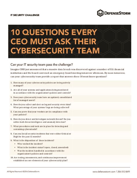 10 Questions Every Ceo Must Ask Their Cybersecurity Team