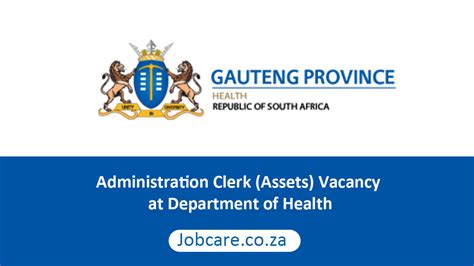 Administration Clerk Assets Vacancy At Department Of Health Jobcare