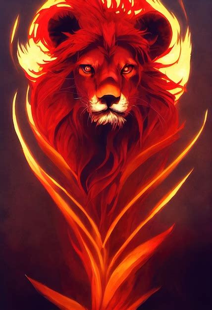 Premium Photo Portrait Of A Beautiful Lion With A Red Mane A Fiery