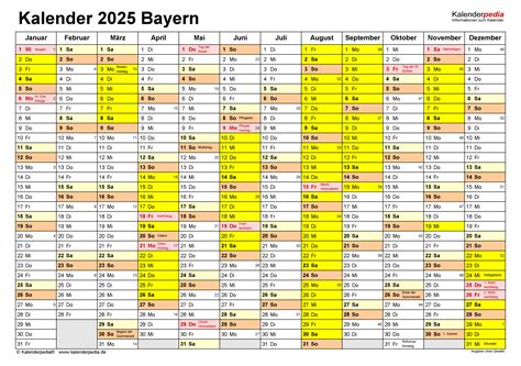 Kalender 2025 Bayern Ferien Feiertage Pdf Vorlagen