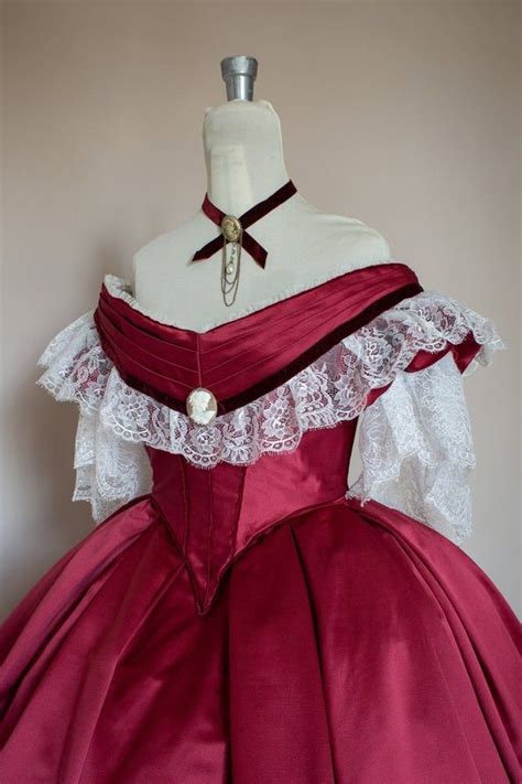 Victorian Prom Dress Victorian Ball Gown Burgundy Satin Etsy
