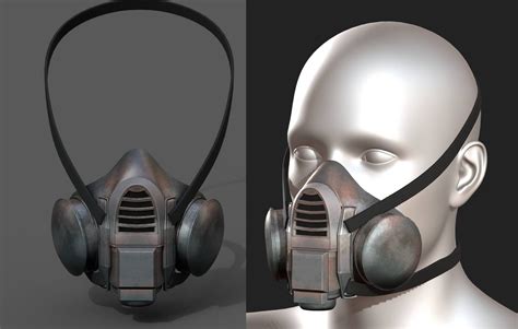 Gas Mask Respirator Scifi Futuristic 3d Model Low Poly