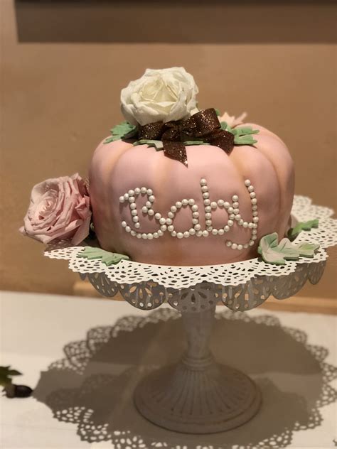 Pink Pumpkin Cake Pink Baby Shower Cake Fall Baby Shower Cake Baby