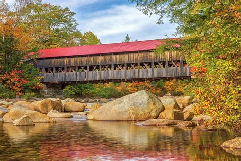 New England Fall Foliage Colors At The Albany Covered Bridge Photograph