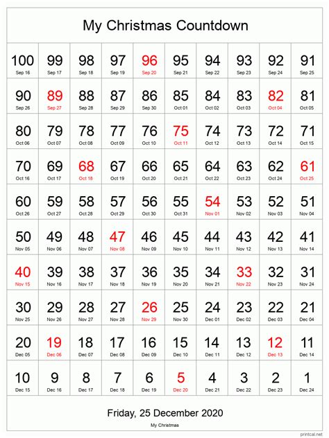Printable Countdown Calendar Retirement Countdown Birthday Countdown