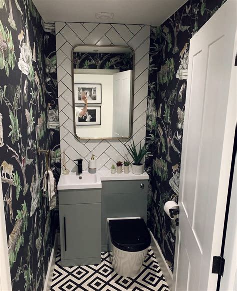 Jungle Massive Wallpaper Sample - Ink | Bathroom inspiration, Small