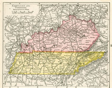 1899 Vintage Atlas Map Page Mississippi Map One Side And Kentucky And