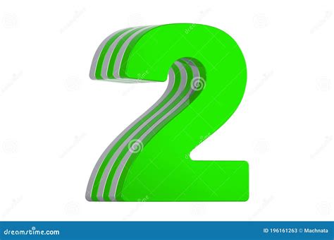 Green Number 2 Layered Font 3d Rendering Stock Illustration