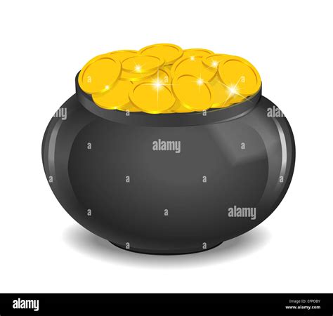 Pot Full Of Golden Coins Stock Photo Alamy