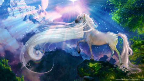 White Horse Unicorn Fantasy Art Wallpapers Hd