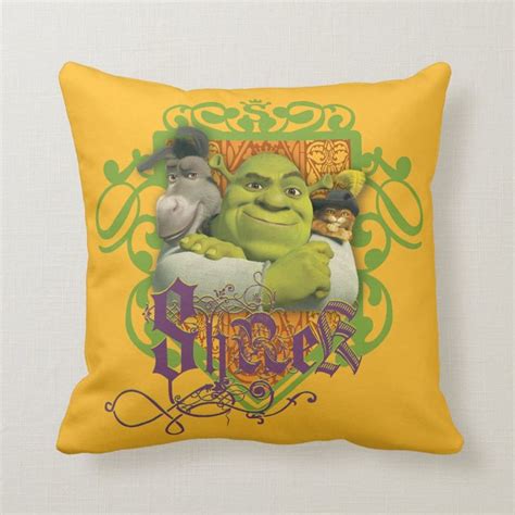 Shrek Group Crest Throw Pillow Zazzle In 2022 Throw Pillows