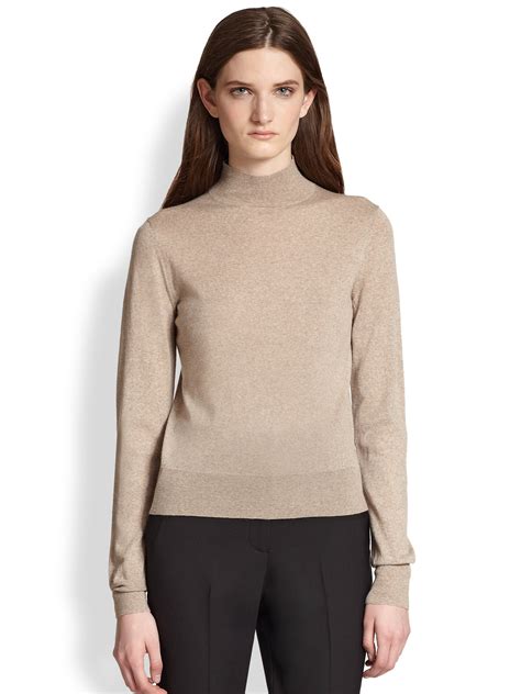 Lyst Theory Sallie Wool Mock Turtleneck Sweater In Natural