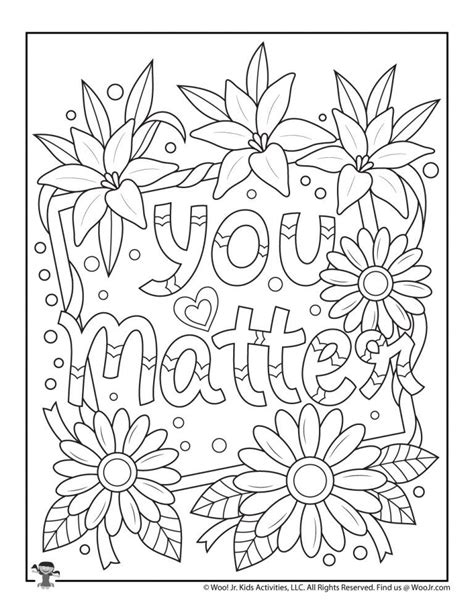 You Matter Positive Saying Confidence Coloring | Woo! Jr. Kids