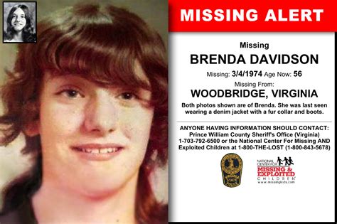 Brenda Davidson Age Now 56 Missing 03041974 Missing From Woodbridge Va Anyone Having