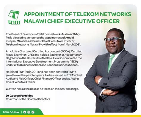 Tnm Appoints New Chief Executive Officer Face Of Malawi