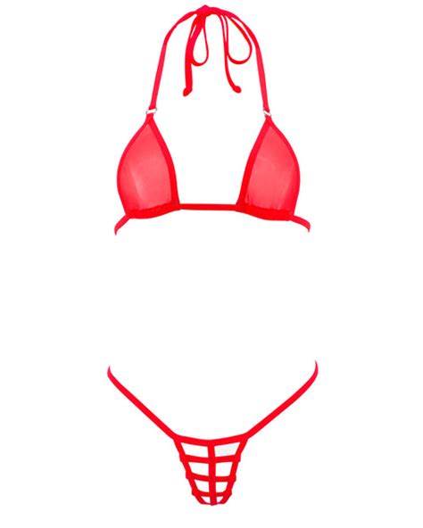 Red See Through Micro Bikini Extreme Mini Slutty G String Bikinis
