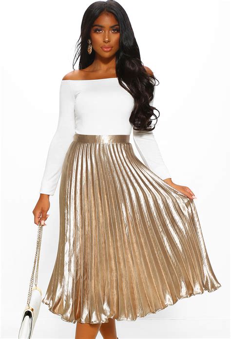 glamorous occasion rose gold sequin pleated midi skirt ph