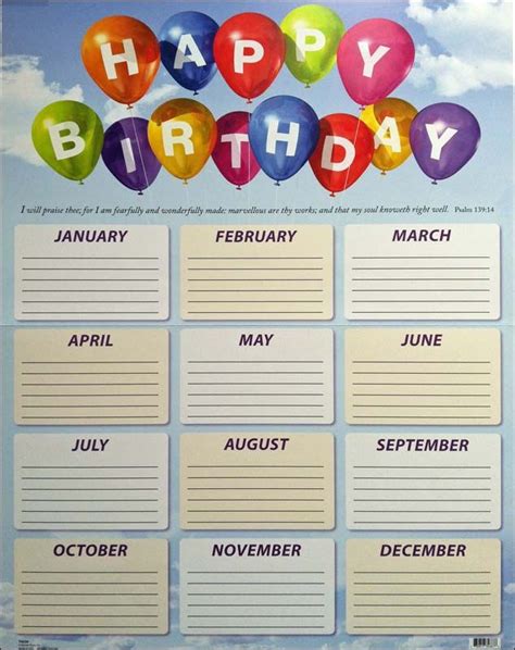 Officebirthdaylist Birthday Charts Birthday List Birthday Calendar