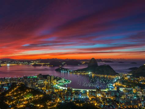 Rio De Janeiro Niterói City Park Sunset Eclipse Red Sky Orange Sun Dark