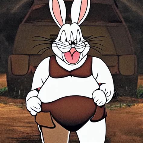 A Badass Photo Of The Real Life Fat Bugs Bunny Big Stable Diffusion