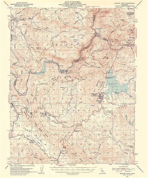 1953 Topo Map Of Shaver Lake California Quadrangle Etsy