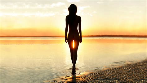 Wallpaper Sexy Nude Legs Exotic Beach Sunset Silhouette Ass