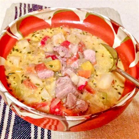 Traditional Romanian Sour Soup With Pork And Vegetables