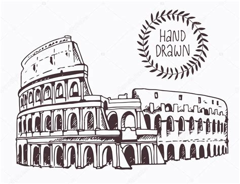 Dibujo Del Coliseo Coliseo Ilustración En Roma Italia 2022