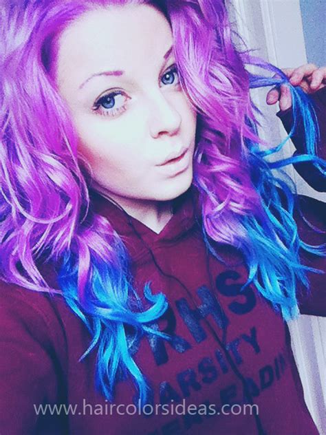 Purple Blue Hair Dip Dyed 2 Hair Colors Ideas