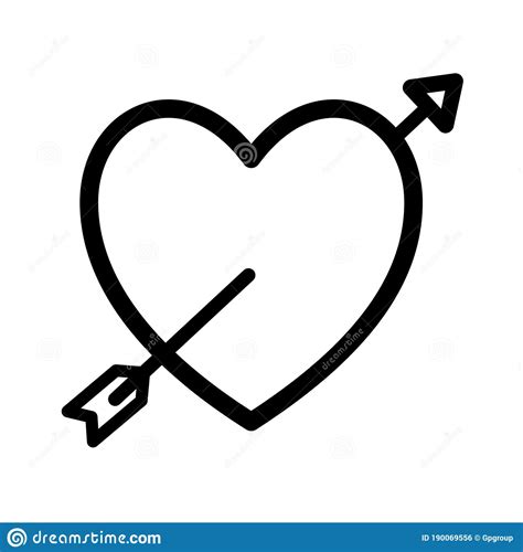 Heart With Arrow Silhouette Style Icon Vector Design Stock Vector