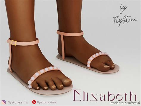 Elizabeth Child Sandals With Straps And Pearls Sims 4 Shoes Mod
