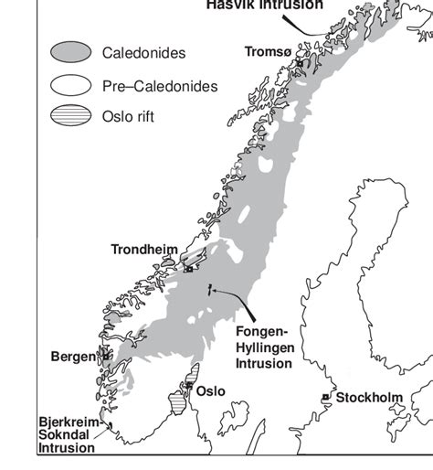 Simplified Geological Map Of Scandinavia Showing The Location Of The