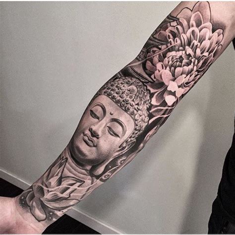 Black And Grey Buddha Tattoo Sleeve Lotus Love Buddha Tattoos Yoga Tattoos Tattoos