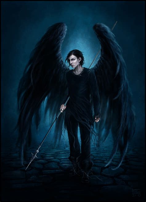 The Angels Sanctuary Fallen Angel Black Winged Young Angel With