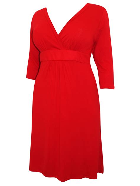 Captive Curve - - Captive Curve RED 3/4 Sleeve Shift Dress - Plus Size ...
