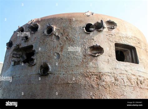 The Bullet Holes In The Armor Of The Bunker Turret From Second World