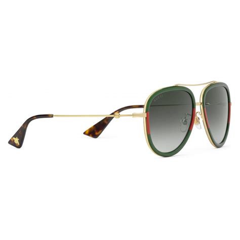 gucci aviator acetate sunglasses gold with green and red web frame gucci eyewear avvenice