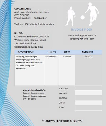 Coach Invoice Template 6 Templates Ready To Download And Print