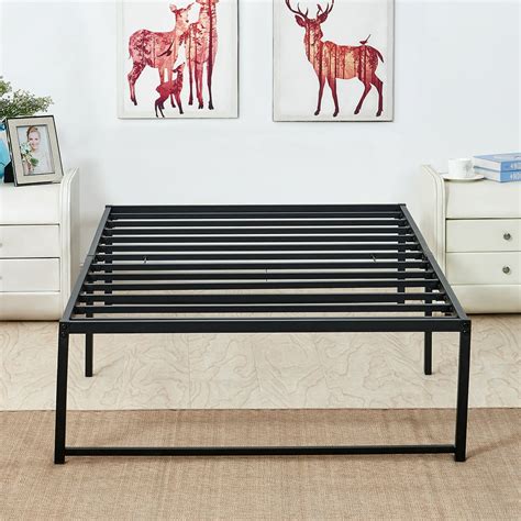 Metal Platform Bed Frame Twin Size Mattress Foundationoptional For Box