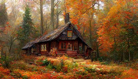 Download Cabin Forest Fall Royalty Free Stock Illustration Image