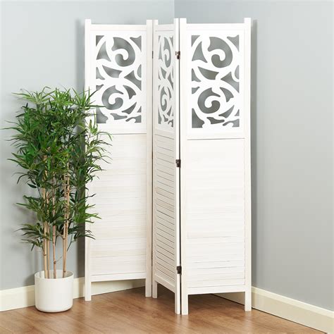 Hartleys 3 Panel Wooden Room Divider Greywhite Folding Partition Privacy Screen Ebay