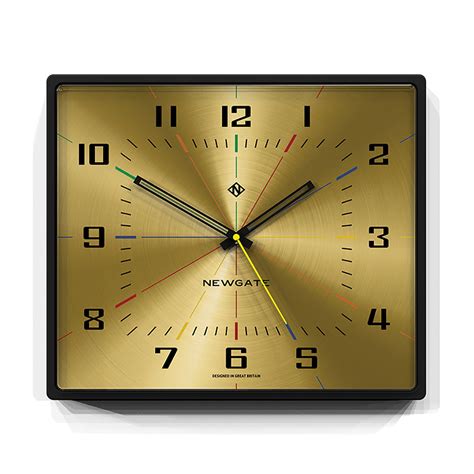 Mid Century Modern Goldbrass Wall Clock Rectangular Newgate World