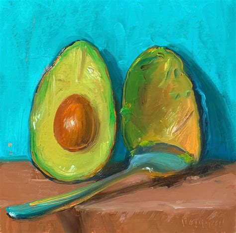 Avocado Wspoon Oil Painting Me 2020 Rart
