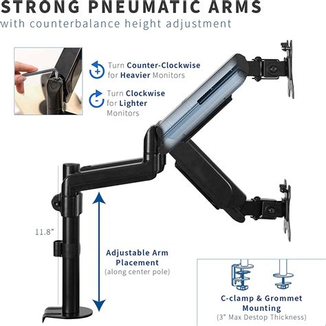 Buy Vivo Dual Monitor Arm Mount For 17 To 32 Inch Screens Pneumatic