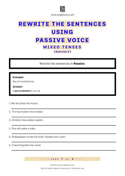 Rewrite The Sentences Using Passive Voice Mixed Tenses Exercise