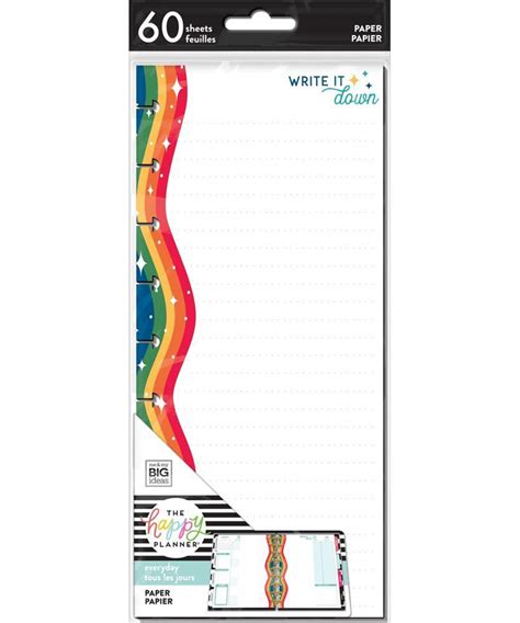 Mambi Happy Planner Classic Half Sheet Filler Paper Rainbow Vibes