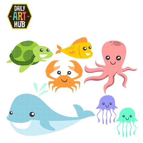 Sea Creatures Clip Art Set – Daily Art Hub – Free Clip Art Everyday