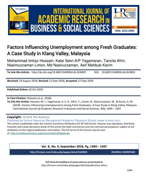 The finding showed that job mismatch, english proficiency and employability skills have influence on unemployment among graduates in malaysia. (PDF) Factors Influencing Unemployment among Fresh ...