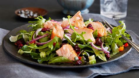 We use cucumber slices as the base for these bites to provide lots of crunch and interesting, contrasting flavors. Smoked Salmon Salad with Cranberries | True North Seafood