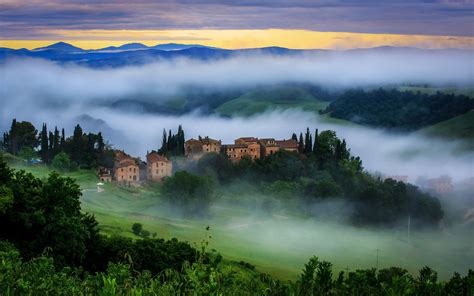 Mystic Fog Over Tuscany Hills Hd Wallpaper